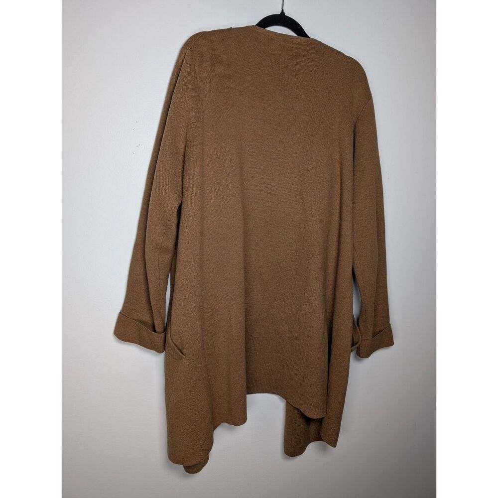 J. Crew Vanessa Open Cardigan Sweater Brown Large Women’s Pockets Cotton Camel - Picture 7 of 8